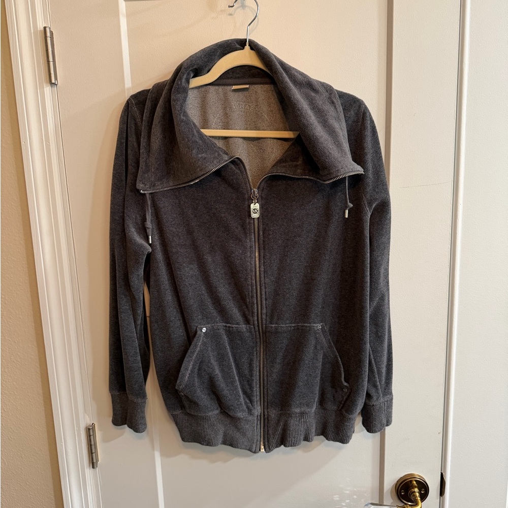 Michael Kors Charcoal Zip Front Hooded Sweatshirt